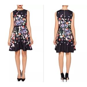 ted baker izobela floral kensington fit flare mini dress